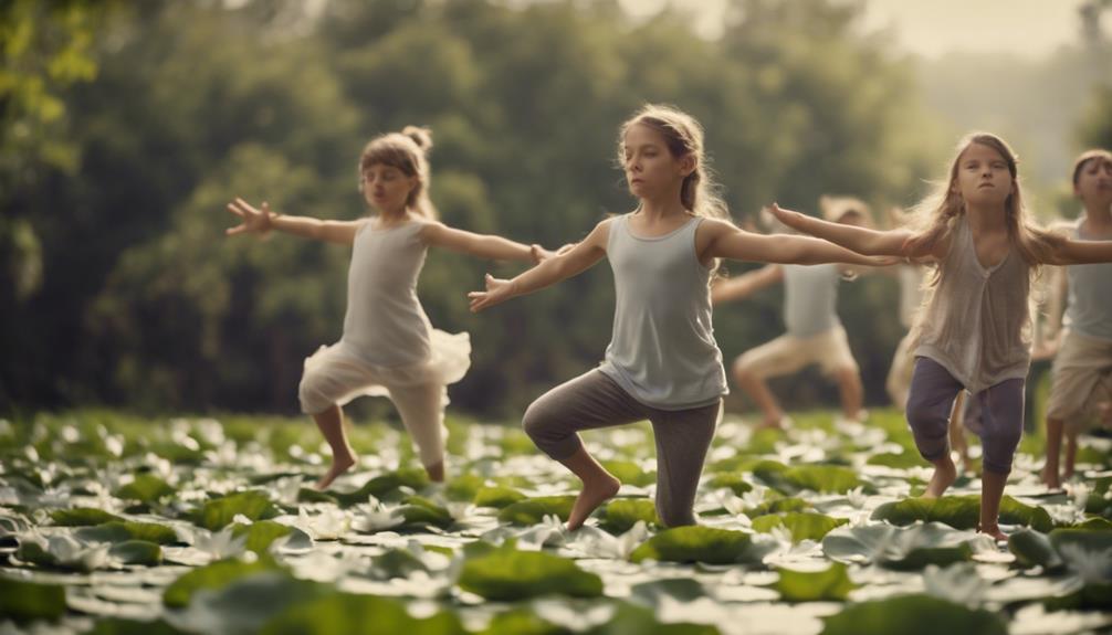 spielende kinder beim yoga